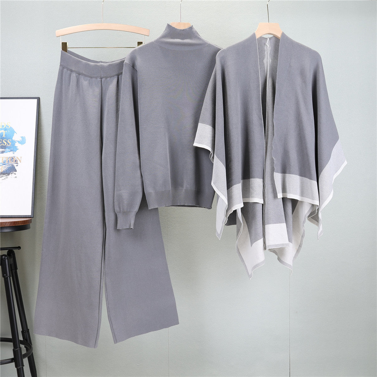 Women's Shawl Knitted Loose Three-piece Set Fashion Suits