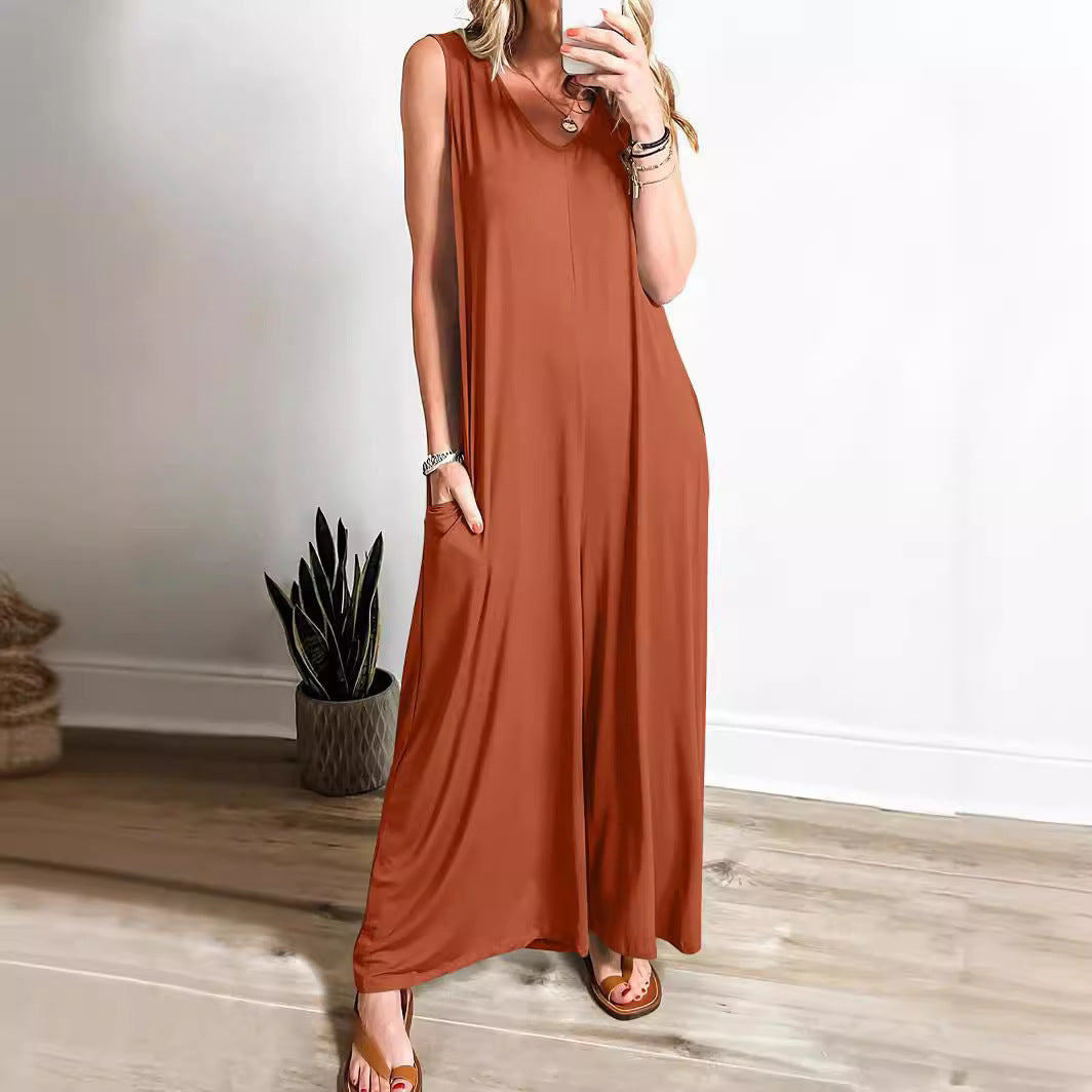 Women's Summer Fresh Casual Pocket Thin Jumpsuits