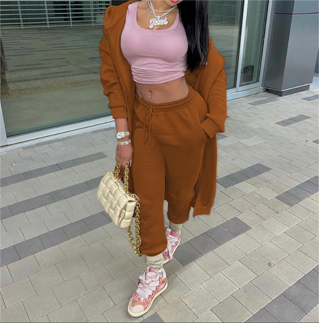 Women's Fashion Casual Hooded Long Sports Two-piece Suits