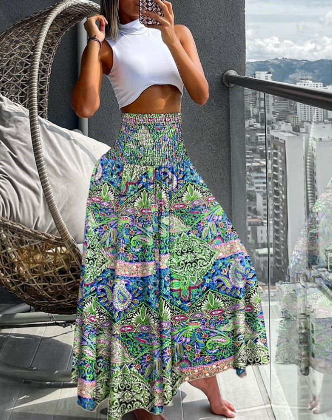 Women's Casual Fashion Floral High Waist Skirts