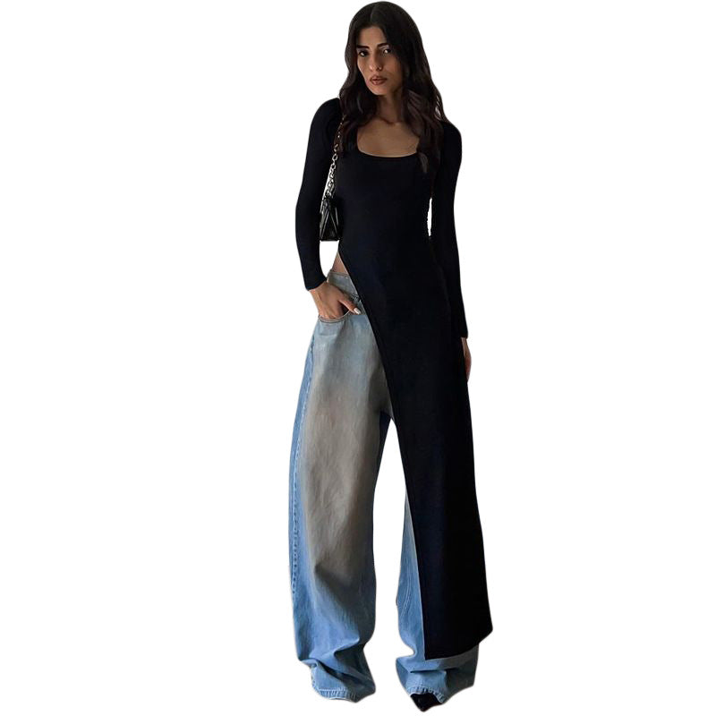 Women's With Personality Solid Color Round Neck Blouses
