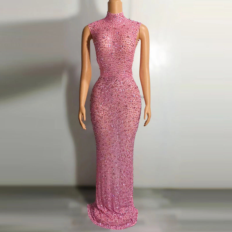 Bride Diamond Long Prom Bridal Gown Evening Dresses