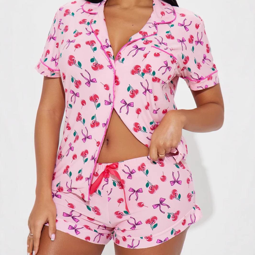 Women's Summer Comfortable Home Short-sleeved Printed Modal Suits