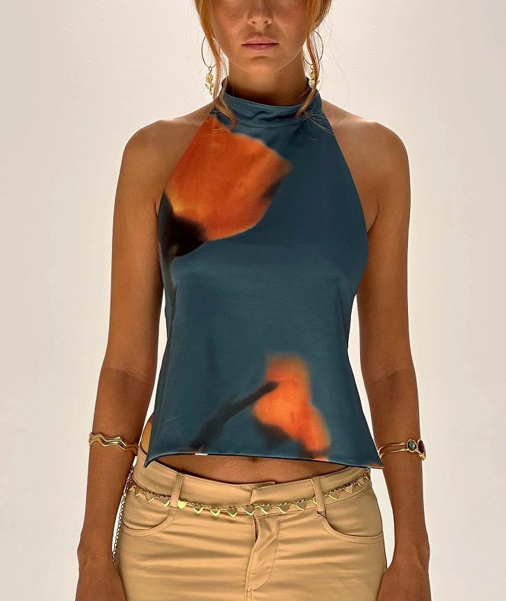 Women's Halter Elegant Sleeveless Cold-shoulder Long Irregular Tops