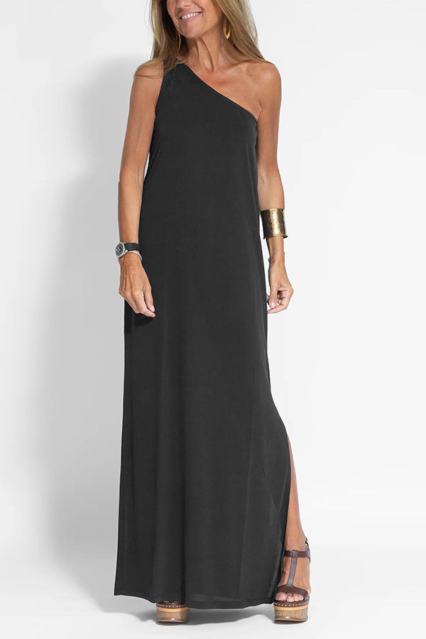 Women's Summer Split Solid Color Fashion Long Dresses