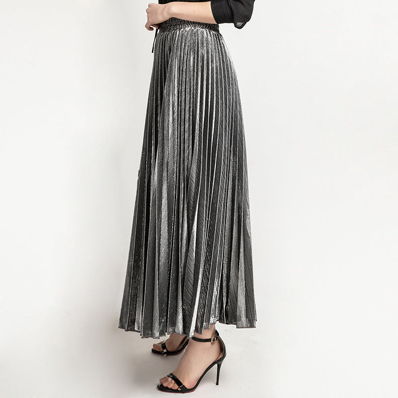 Women's Pleated Long High Waist Big Swing Skirts