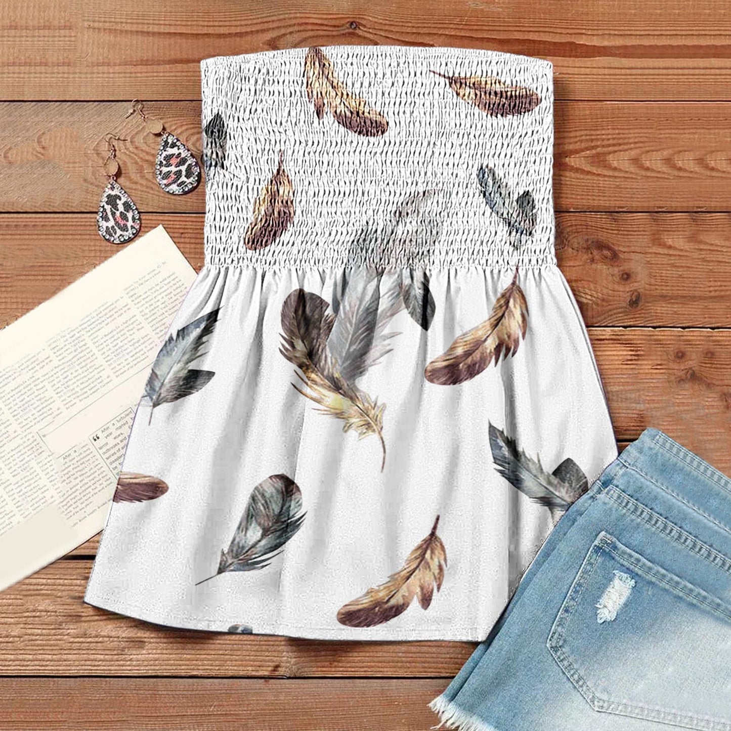 Women's T-shirt Fashion Sexy Backless Elastic Band Printed Tops