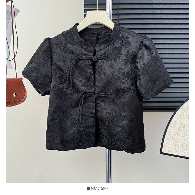 Women's Style Stand Collar Puff Sleeve Shirt Design Dresses