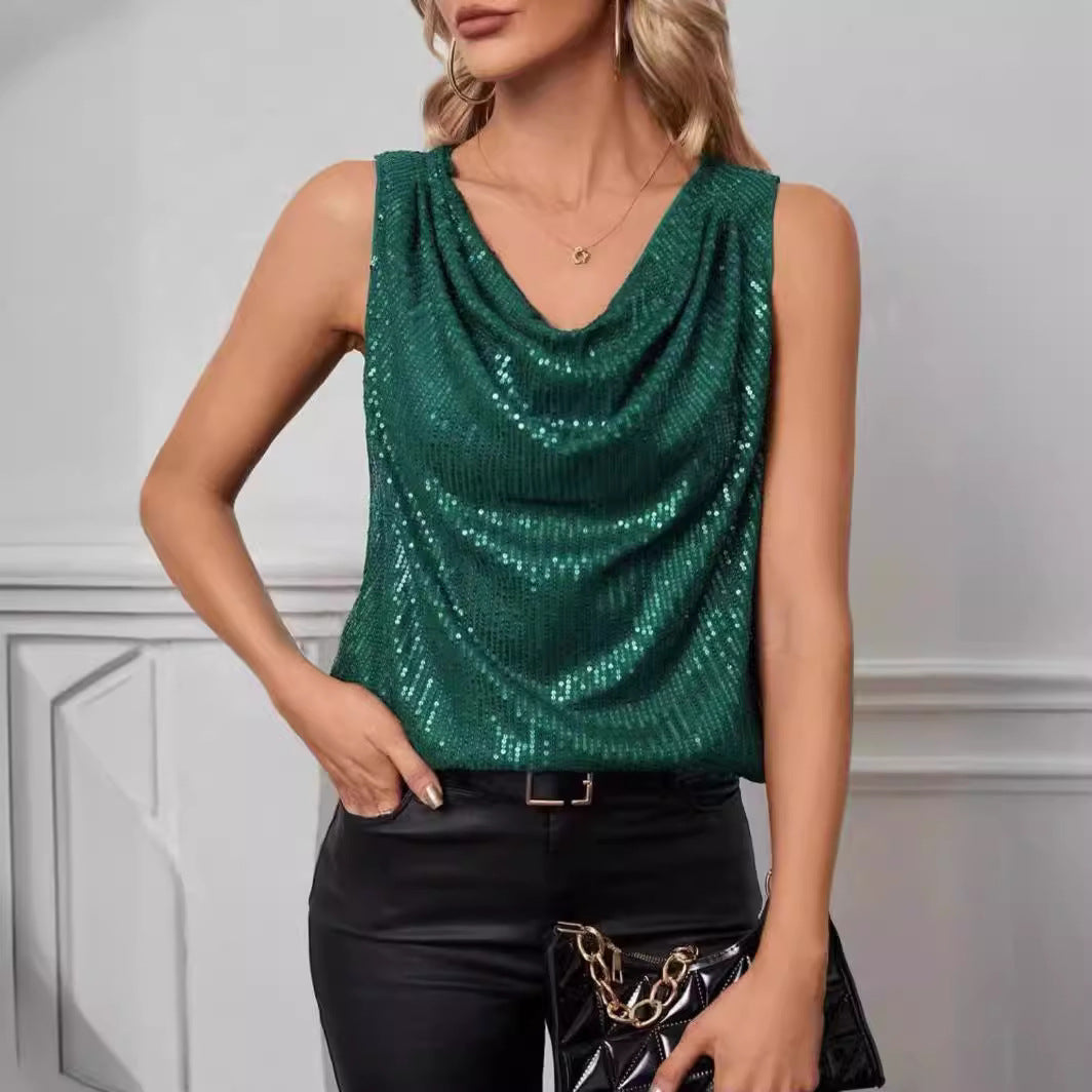 Women's Sexy Tube Fashionable Sequins Loose Pullover Tops