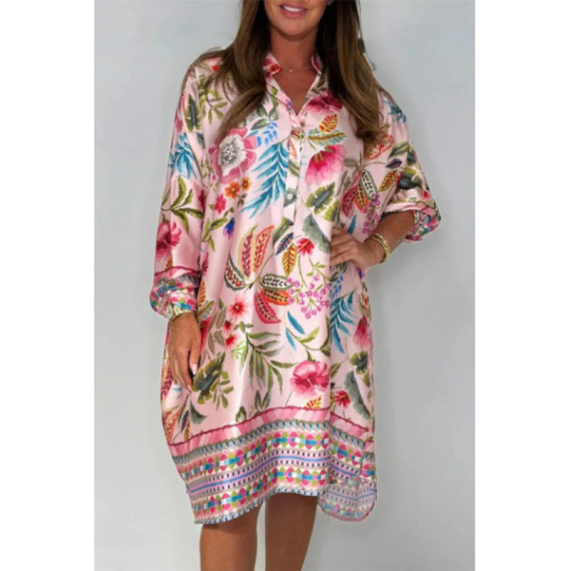 Women's Versatile Fashion Multicolor Printing Dress Dresses
