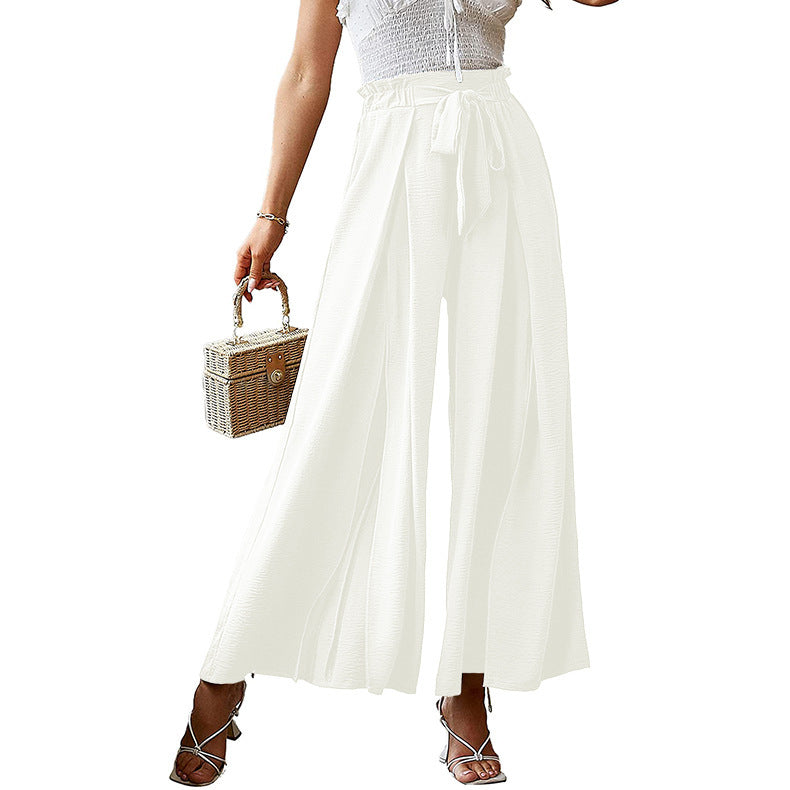 Women's Style Bowknot Loose High Waist Crimp Pants