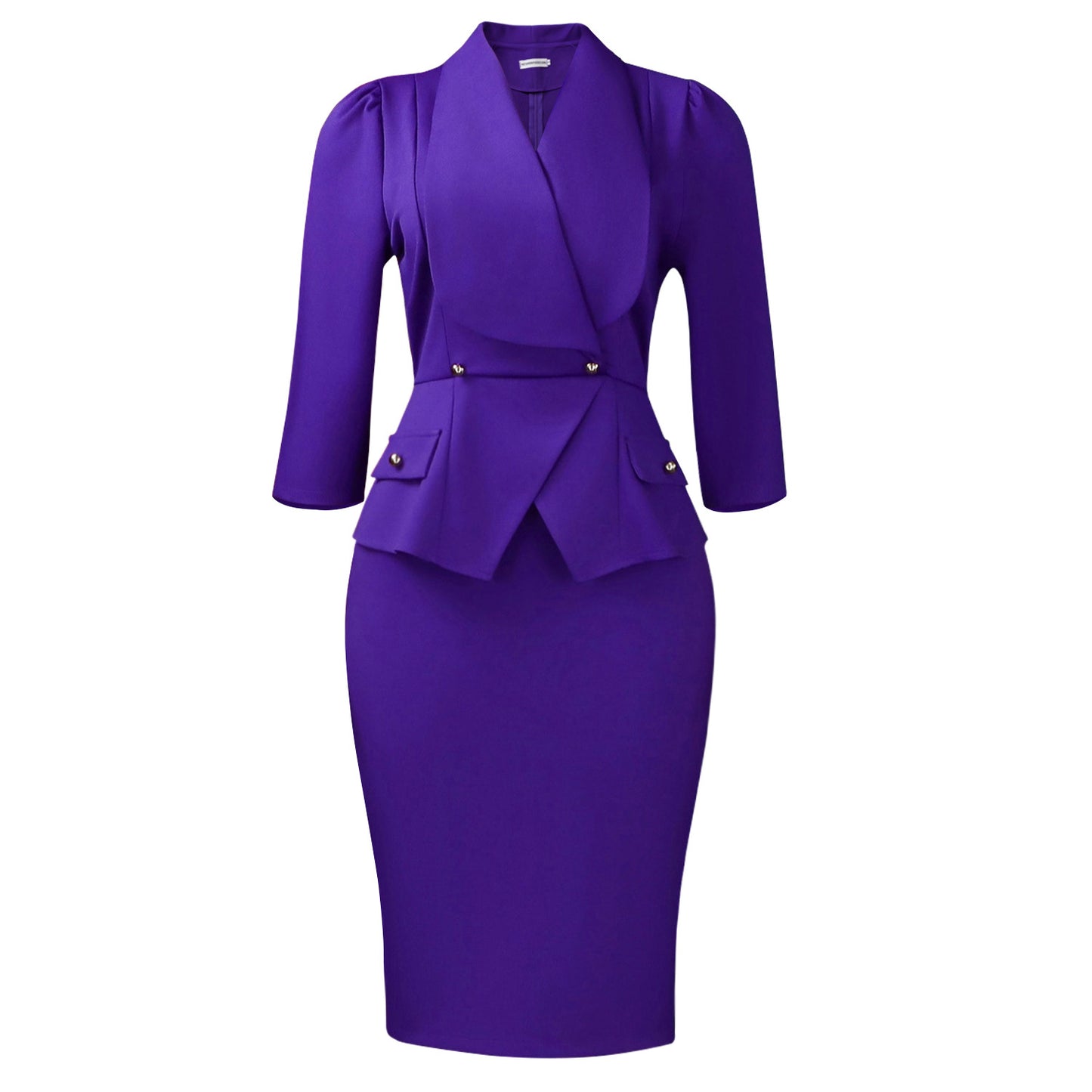 Women's Fashion Elegant Lapel Three-quarter Sleeve Ol Dress