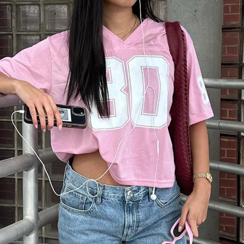 Street Hot Style Letter Print T-shirt Loose Blouses