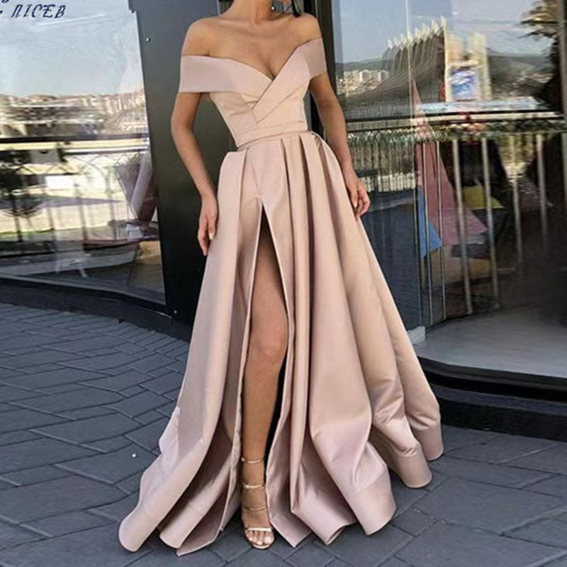 Women's Classic Dress Summer Deep Satin Evening Dresses
