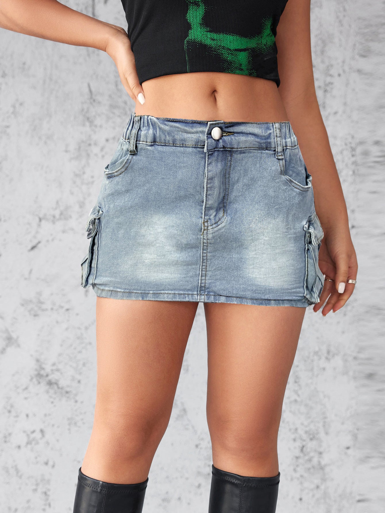 Women's Denim Summer Retro Stretch Pocket Skirts