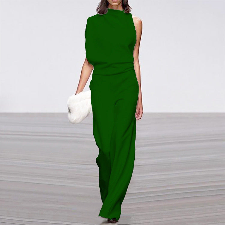 Women's Solid Color Pile Collar Dress Trousers Pants