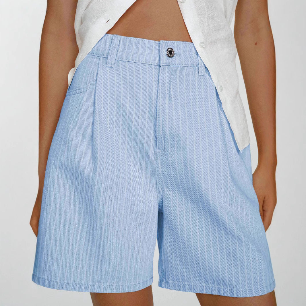 Women's Fashion Casual Striped Loose High Waist Jeans