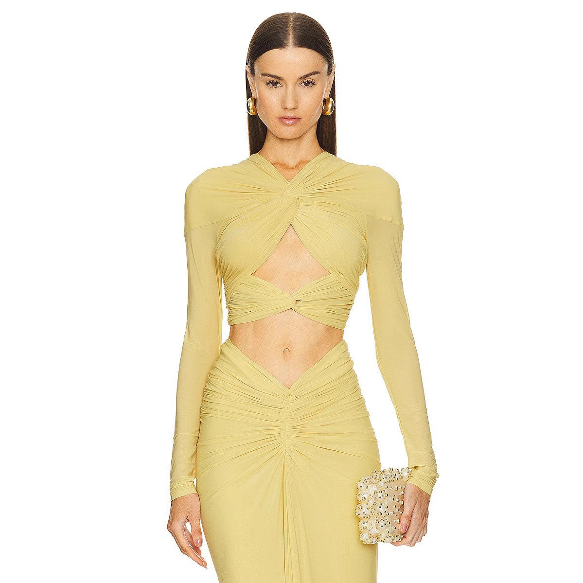Women's Spring Elegant Sexy Long-sleeved Twisted Navel Suits