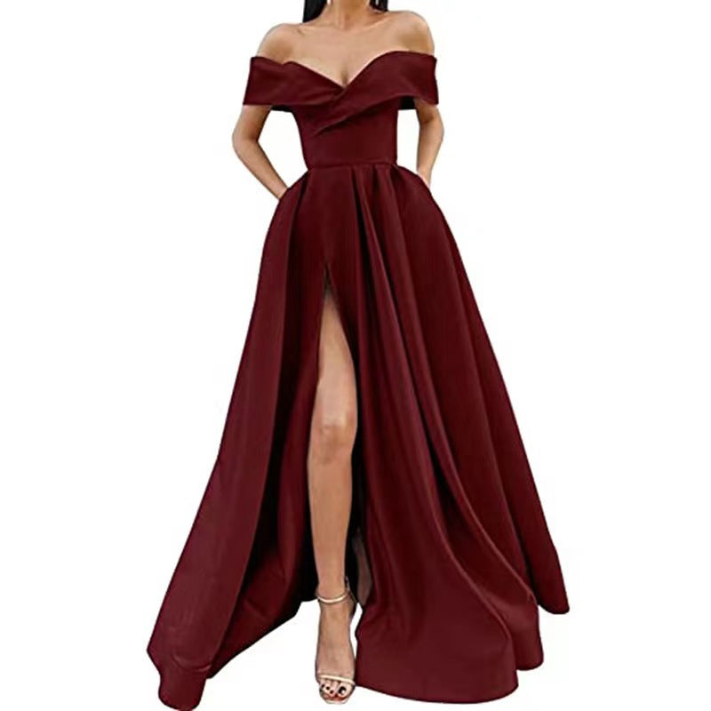 Women's Classic Dress Summer Deep Satin Evening Dresses