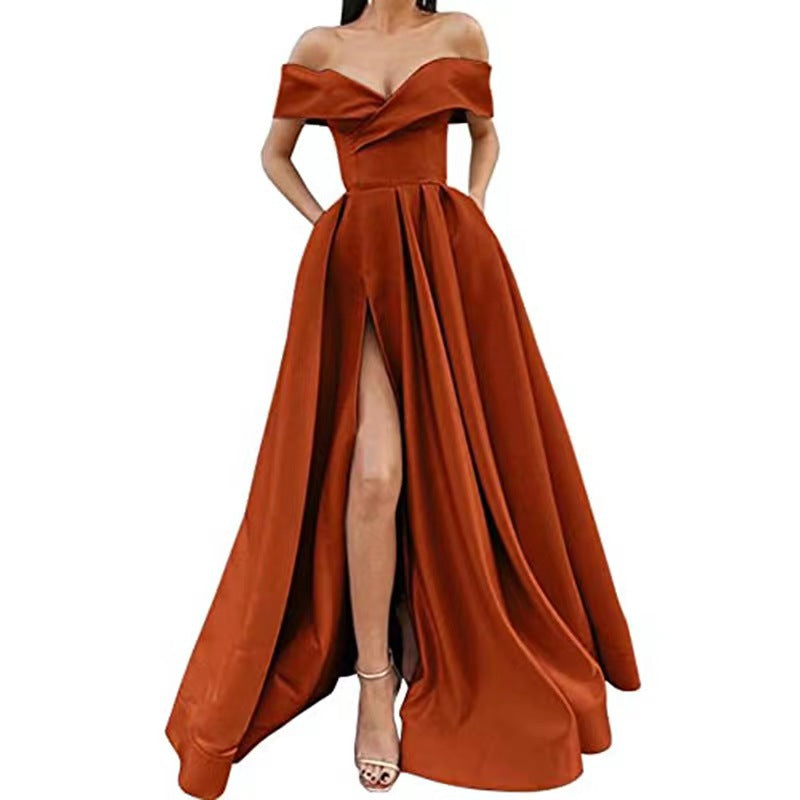 Women's Classic Dress Summer Deep Satin Evening Dresses