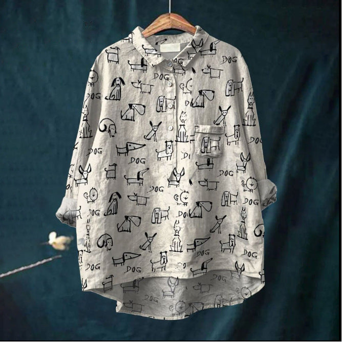 Women's Summer Loose Print Crew Neck Casual Plus Size