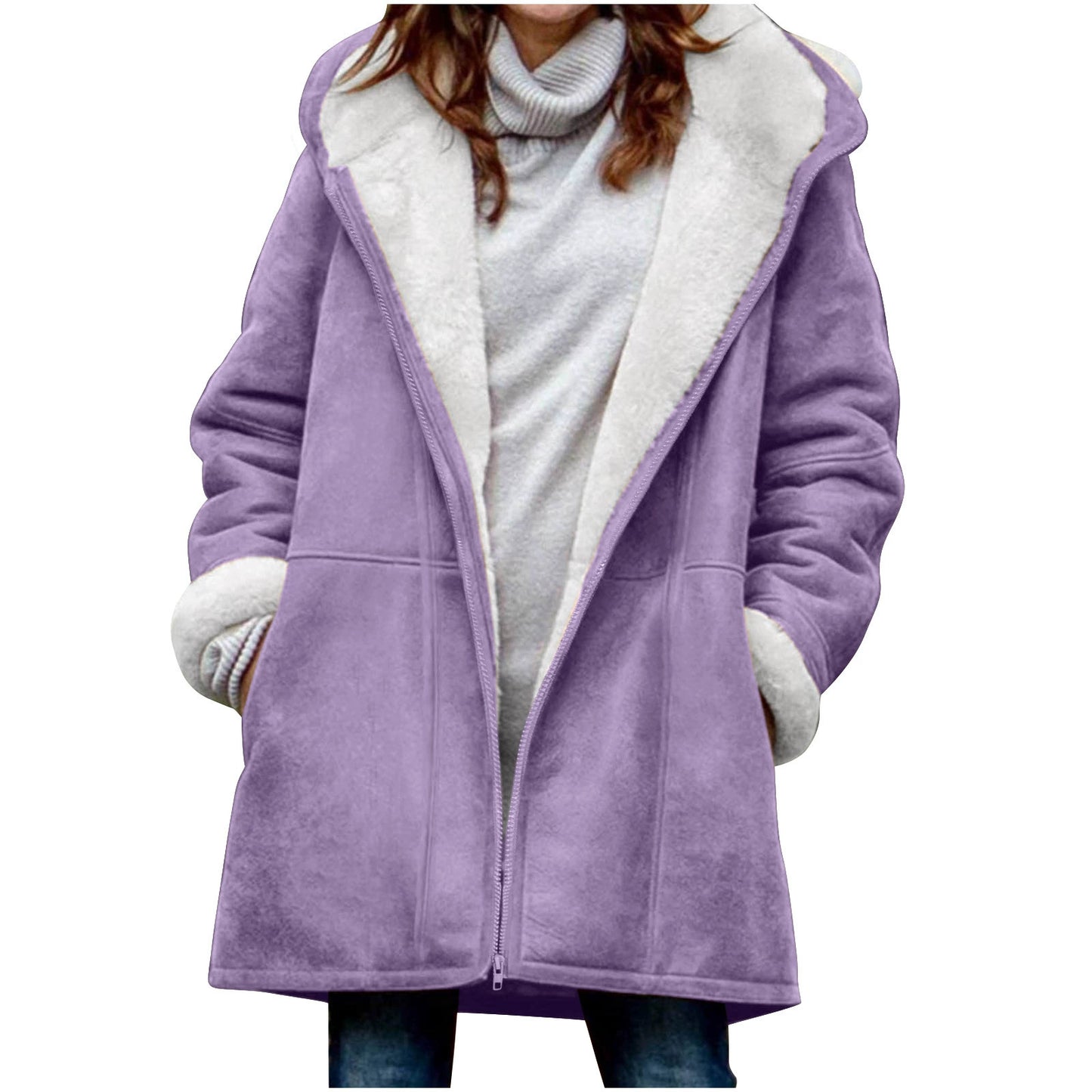 Women's Casual Loose Veet Thickened Solid Color Coats