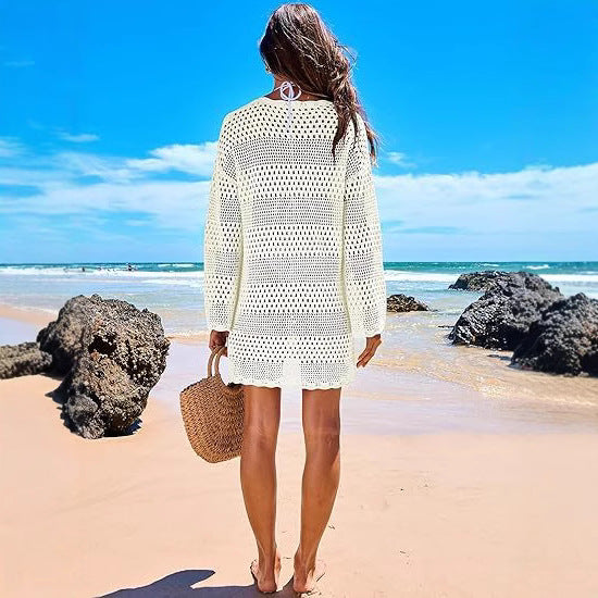 Long Sleeve Beach Vacation Shawl Round Dresses