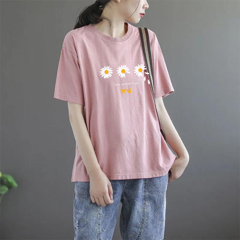 Women's T-shirt Summer Mother's Printed Loose Korean Blouses
