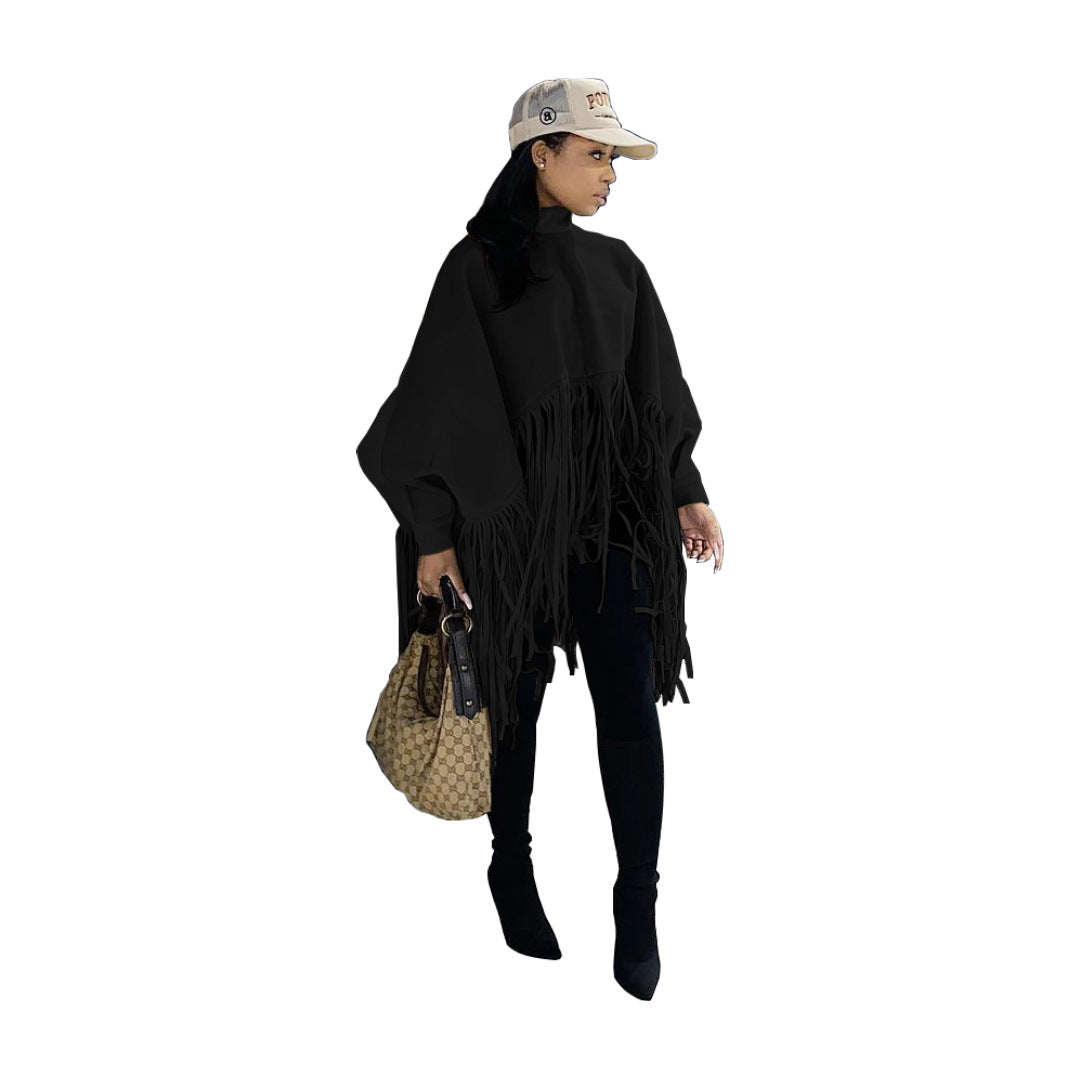 Women's Premium Suede Tassel Shawl Cape Coats