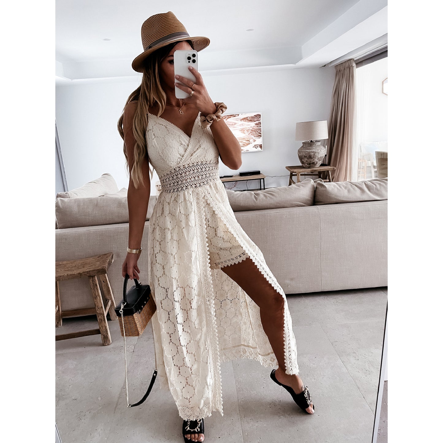 Sexy Sling Stitching Casual Home Vacation Pants