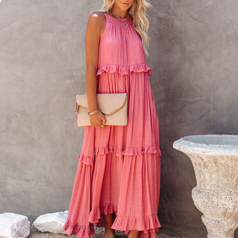 Summer Dress Irregular Cake Sleeveless Long Dresses