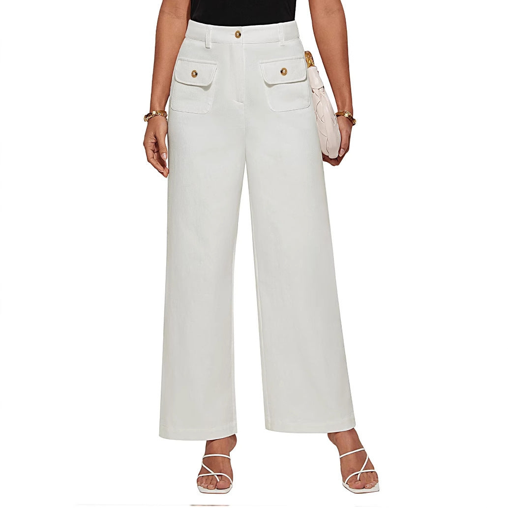 Women's Wide Leg Stretch Trousers Formal Wear Business Pants
