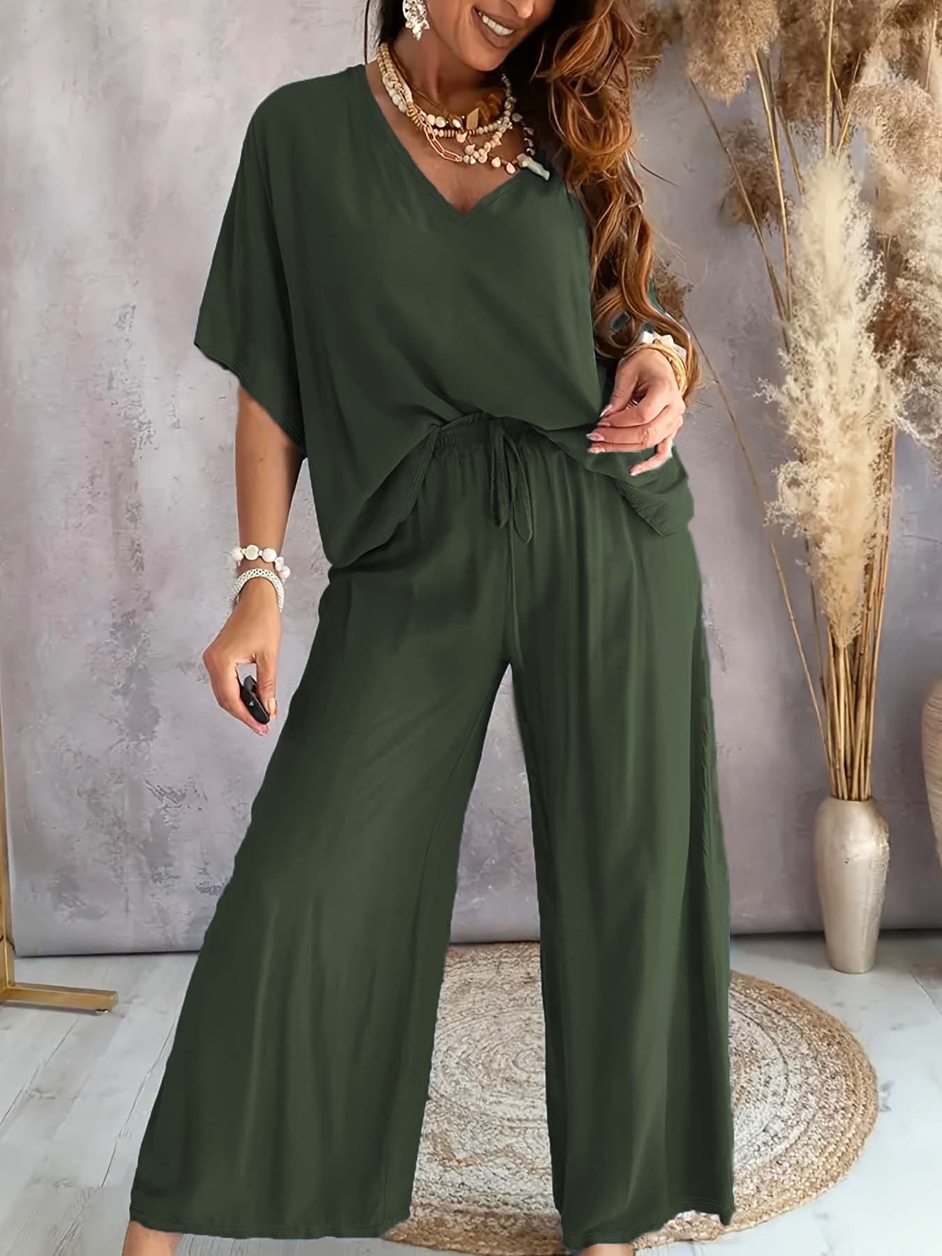 Casual Women's Collar Batwing Sleeve Loose Fashion Casual Suit
