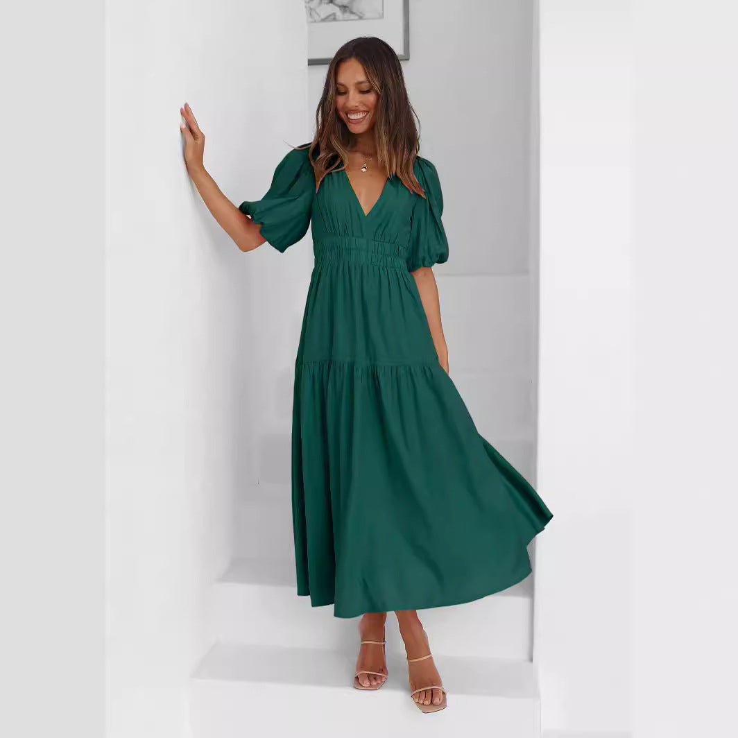 Women's Dress High-grade Long Ruffled Lantern Sleeves Dresses