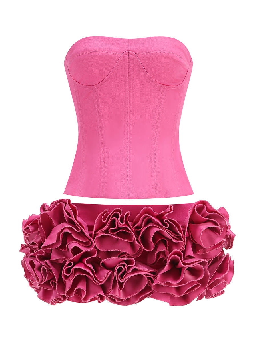 Women's Sexy Tube Dress Slim Flower Tight Tops