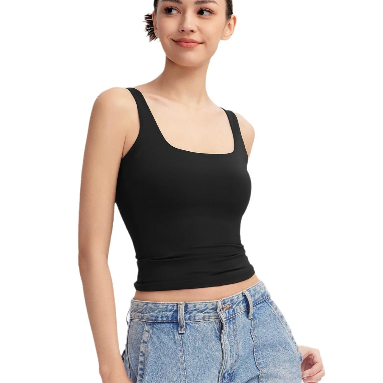 Women's Sexy Sling Square Collar Sleeveless Tops