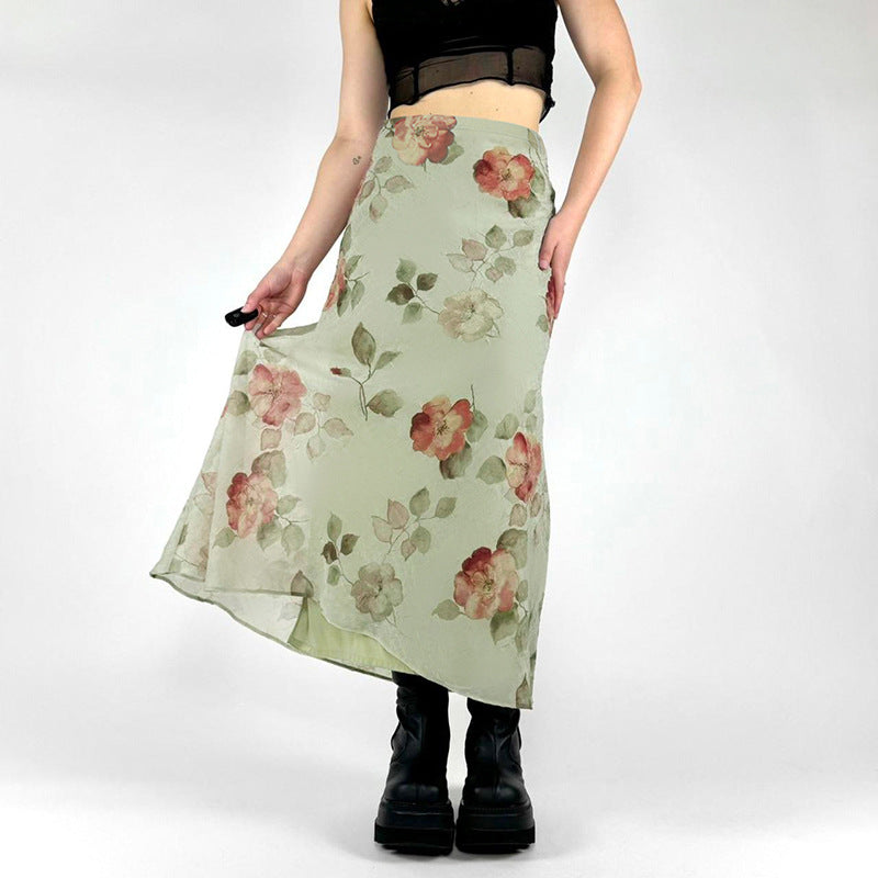 Women's Style Flowers Slimming Printed Slim Fit Skirts