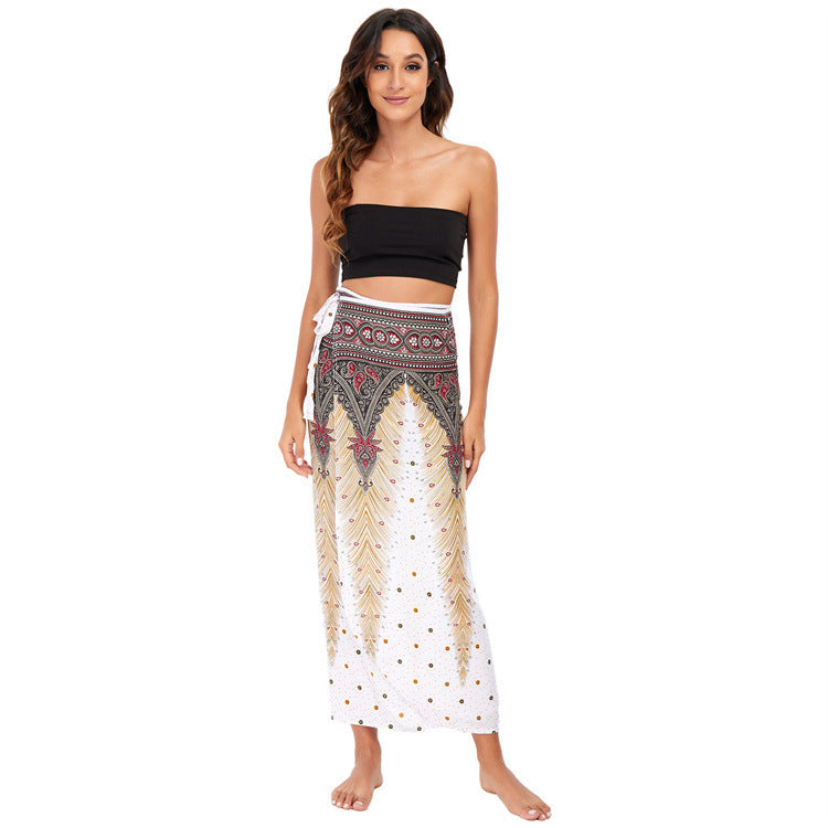 Sarong Vacation Style Flower Beach Towel Skirts