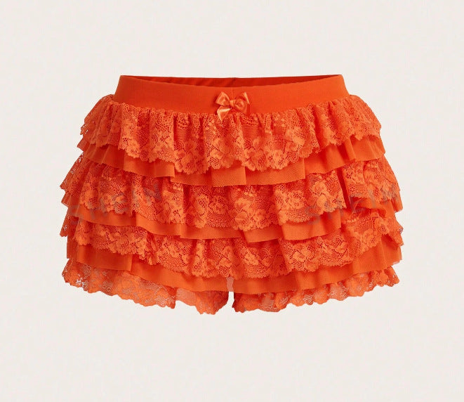 Beach Hot Ruffled Wave Solid Color Shorts