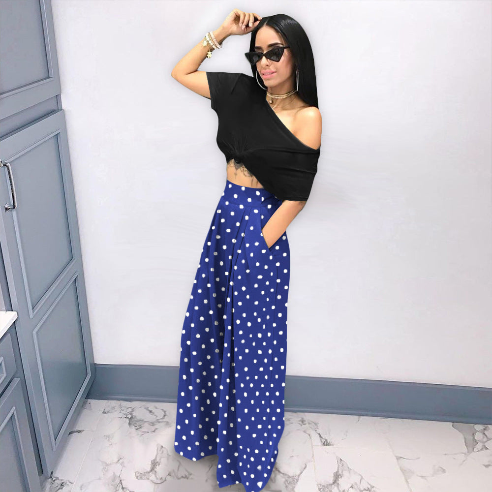 Fashion Personality Printed Flared Wide Leg Pants