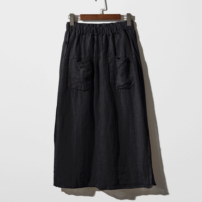 Linen Wide Leg Culottes Niche Design Skirts