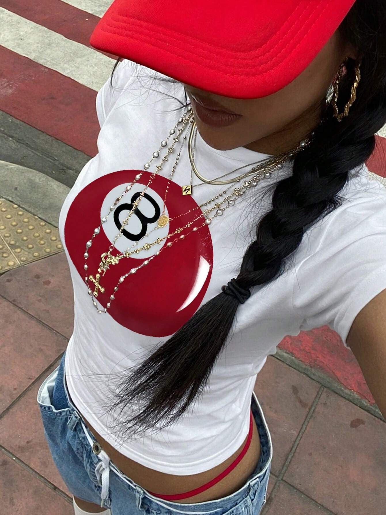 Women's Summer Sweet Spicy Printed T-shirt Personality Blouses
