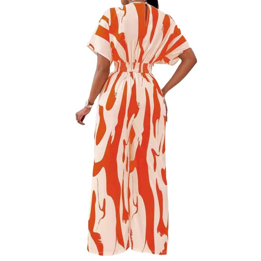 Women's Glamorous Charming Sleeve Printed Fashion Jumpsuits