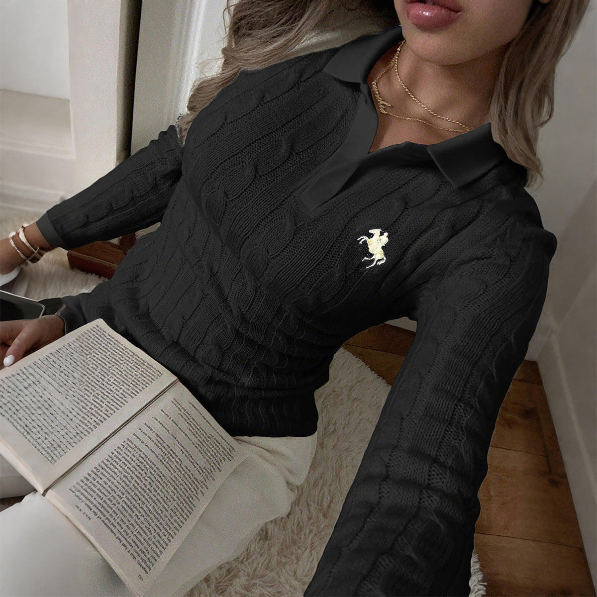 Women's Minimalist Long Sleeve Shirt Collar Inner Blouses