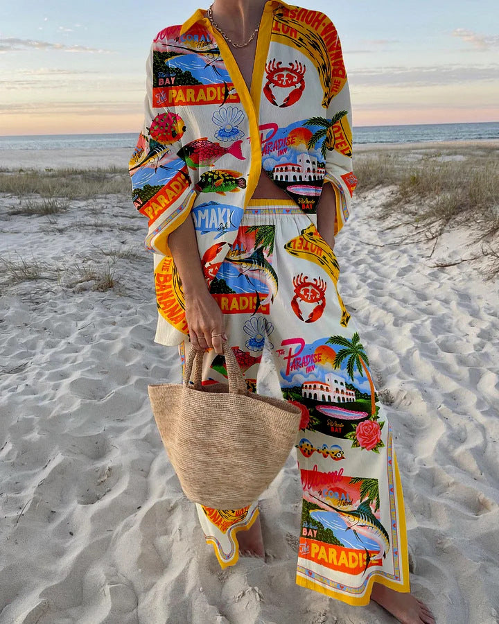 Attractive Fashion Printed Casual Vacation Style Suits