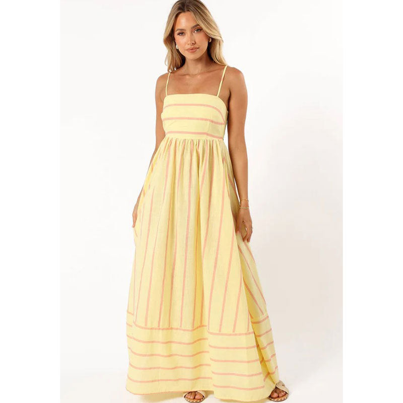 Women's Elegant Vacation Style Suspender Stripes Dress Dresses