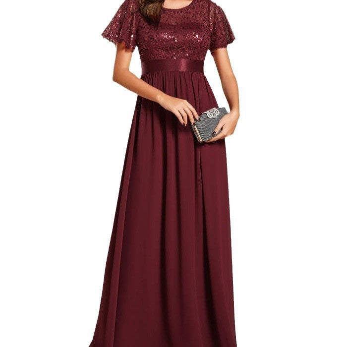 Dress Summer Elegant Sequin Stitching Color Dresses