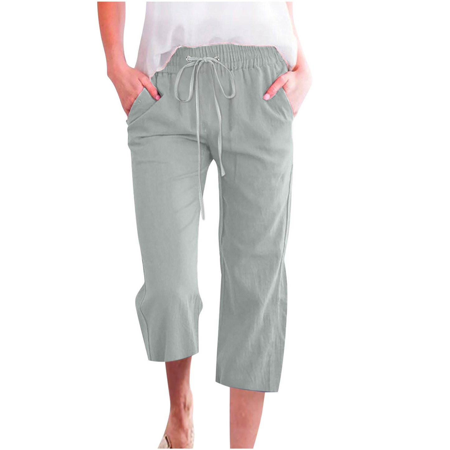 Women's Cotton Linen Casual Loose Straight Pocket Pants