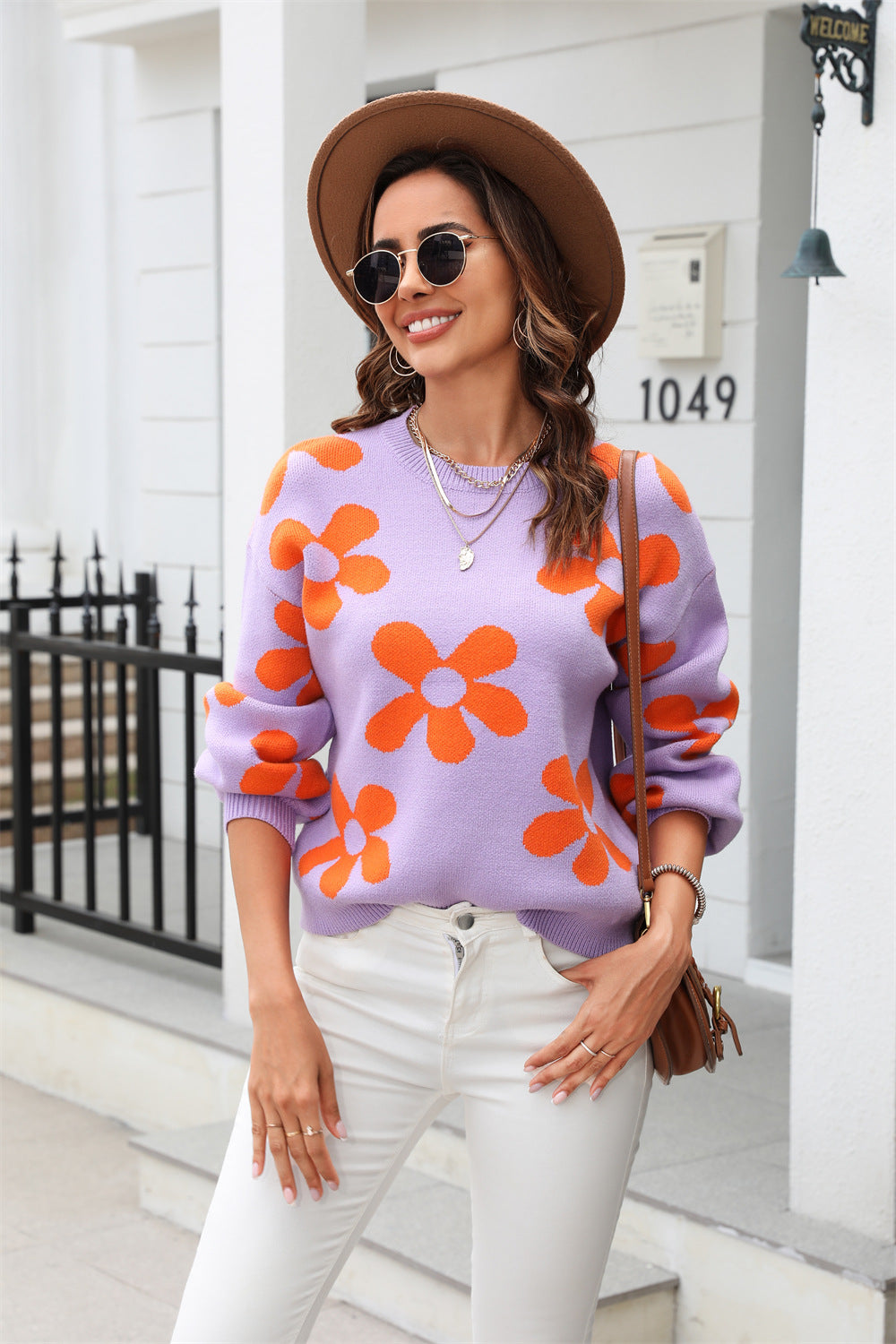 Comfortable Women's Spring Printed Pullover Flower Sweaters
