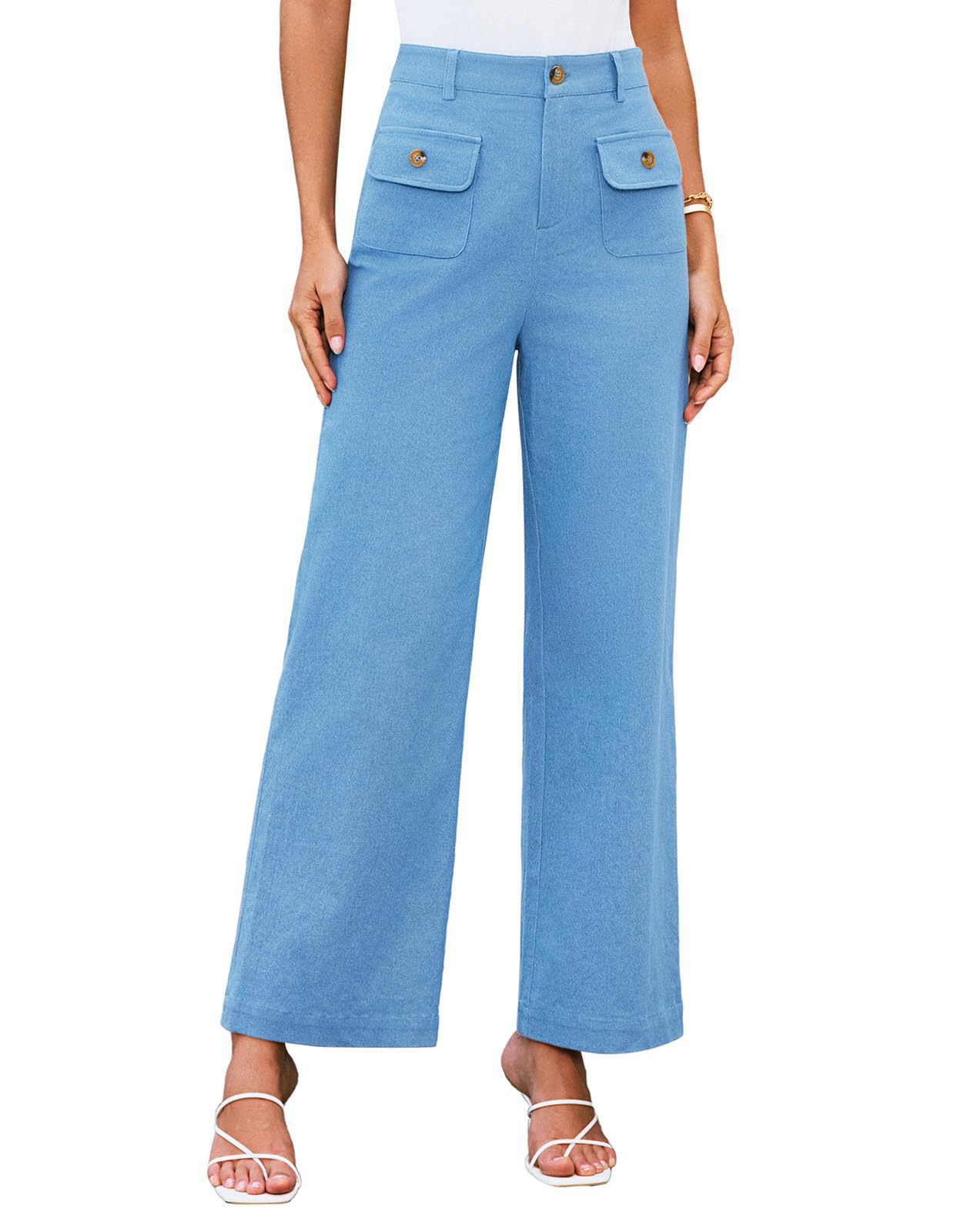 Women's Wide Leg Stretch Trousers Formal Wear Business Pants